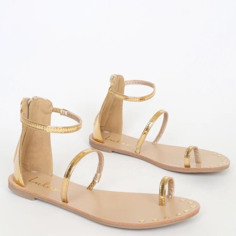 Achilles Gold Flat Sandals